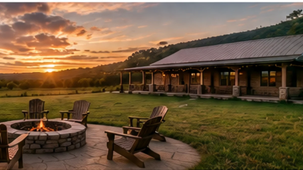 Comfortable North Texas hunting lodge and outdoor gathering area for a multi-generation family hunting trip